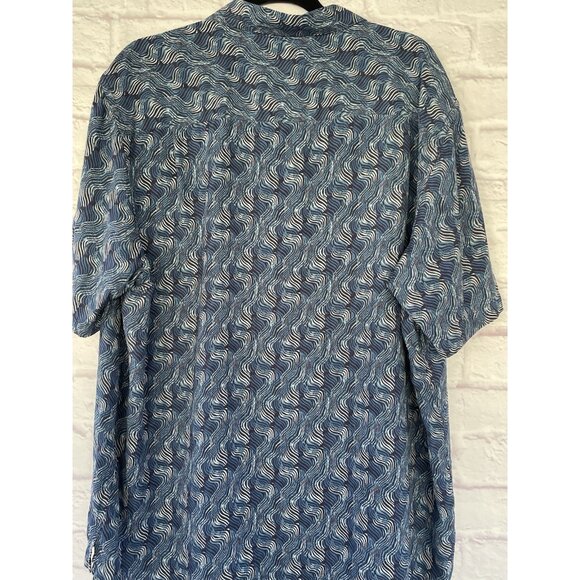 AXIST Men's 100% Silk Shirt Blue Button Up Short Sleeve Size XL - Picture 8 of 13